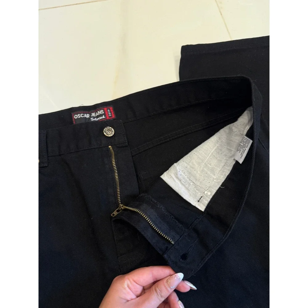 Oscar‎ Jeans Selected Mens Black Denim Straight Leg Pants 42x32 100% Cotton